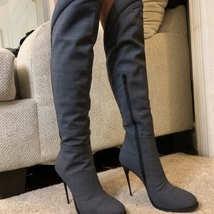 A.F. Vandevorst over the knee stone plaid boots.